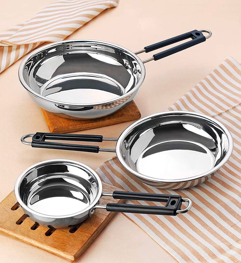 Riar Stainless Steel Frypan Induction Base Steel Wire Handle