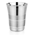 Stainless steel kitchen utensil cup with sleek, modern finish and horizontal lines