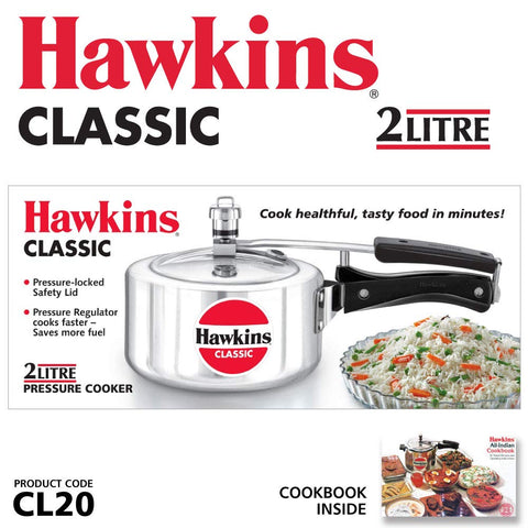 Hawkins Aluminium Classic Pressure Cooker,Inner Lid, small, 2 Litre