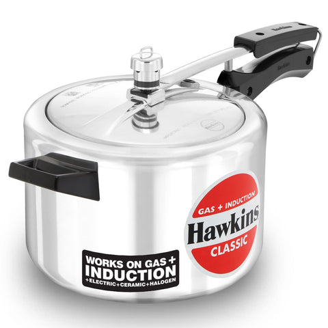 Hawkins Aluminium Classic Pressure Cooker, ,Inner Lid Cooker, 5 Litre