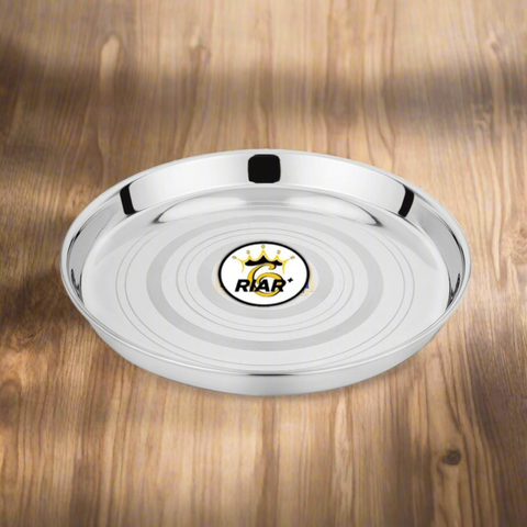 Riar Stainless Steel Khomcha 22g Silver, Modern Touch Dinner Plate – 12 Inches, Round