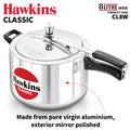 Hawkins Aluminium Classic Pressure Cooker Inner Lid , Wide Design Pan Cooker, 8 Litre