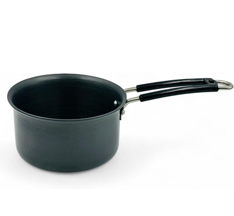 India Gold Aluminium Sauce Pan Hard Anodised Induction - Black, 15 cm, Modern Round Design