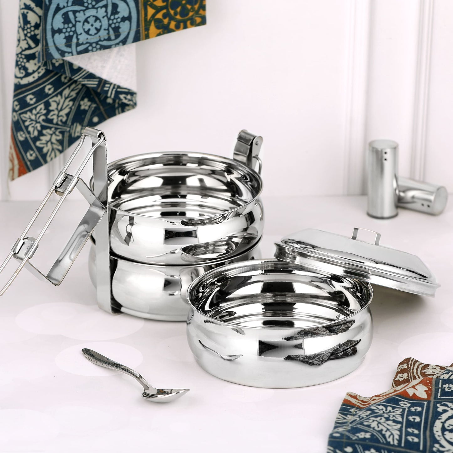 Airan Stainless Steel Tiffin Handi Laser – Silver, Modern Design