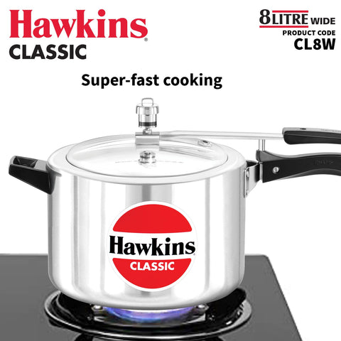 Hawkins Aluminium Classic Pressure Cooker, Inner Lid, 3 Containers with Lifter, 8 Litre