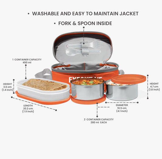 Milton Stainless Steel Executive Lunch Box – 3 Container Set