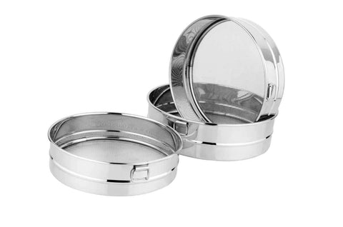 Elephant Stainless Steel Atta Chalni – 3-Piece Set, Silver, Modern Design