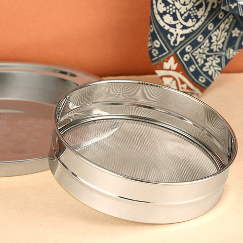 Elephant Stainless Steel Atta Chalni – 3-Piece Set, Silver, Modern Design