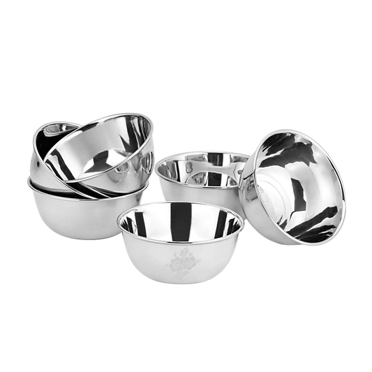 Riar Vinod Stainless Steel Plain Bowl (Katori) - 4 Inches, Plain Silver Finish
