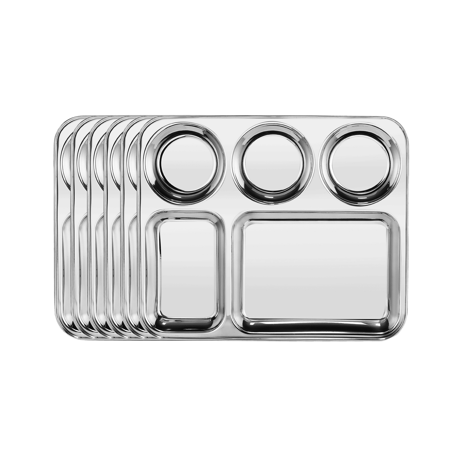 Riar Stainless Steel Modern Dinner Plate 5 IN 1 BHOJAN THAL R/KATORI 6 Piece Set