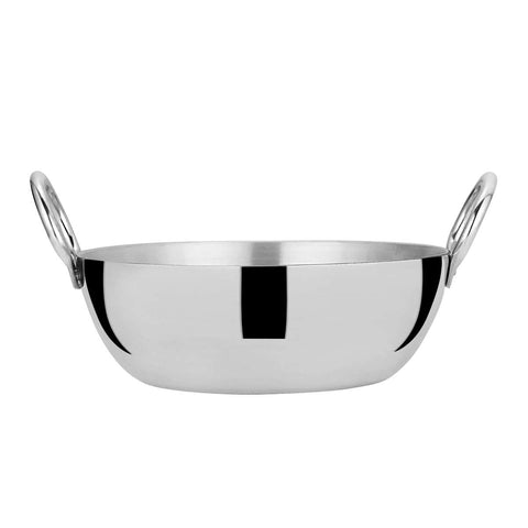 Riar Aluminium Kadhai – Induction Base Steel Polish, 22.5 cm, Modern Round Design