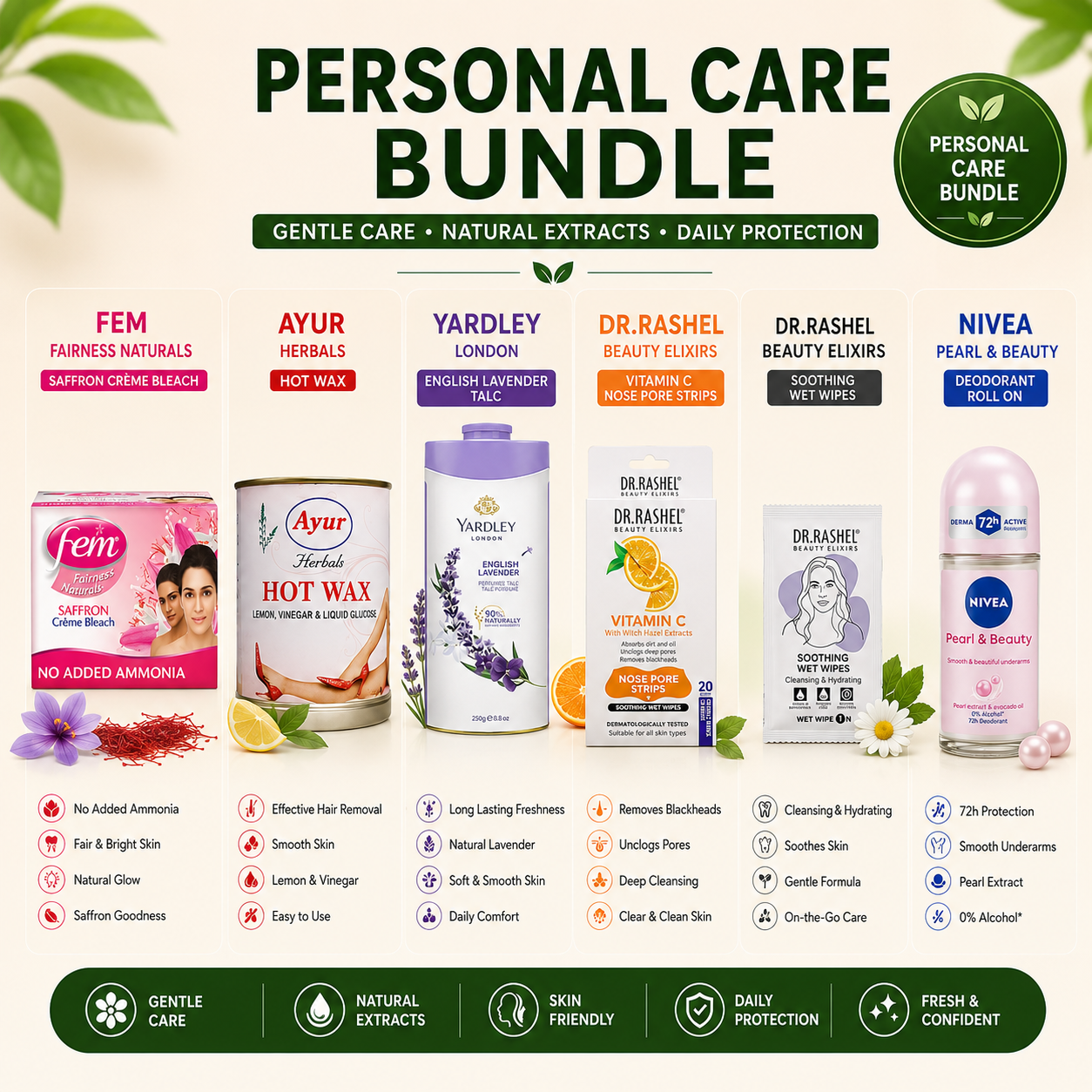Personal Care Bundle - Complete Daily Grooming & Beauty Essentials Kit