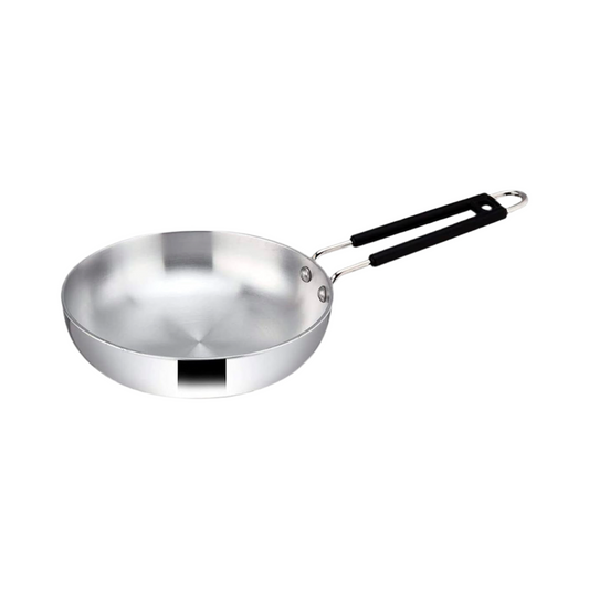 Riar Aluminium Frypan with Induction Base & Steel Polish - 18.5 cm, Silver Finish, with Steel Wire Handle