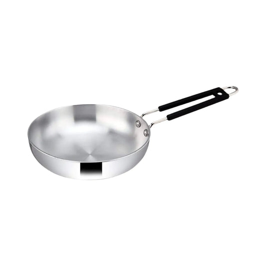 Riar Aluminium Frypan with Induction Base & Steel Polish - 18.5 cm, Silver Finish, with Steel Wire Handle
