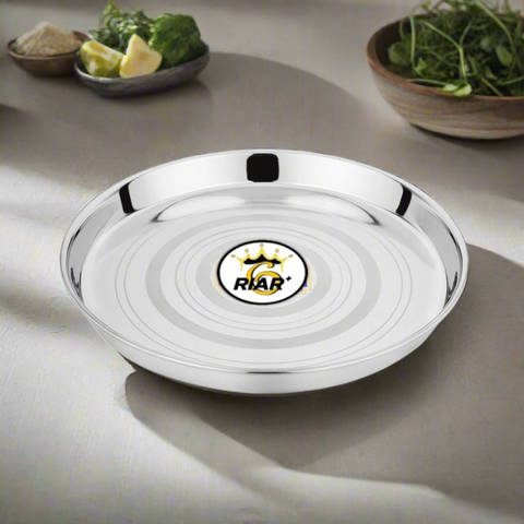 Riar Stainless Steel Khomcha 22g Silver, Modern Touch Dinner Plate – 12 Inches, Round