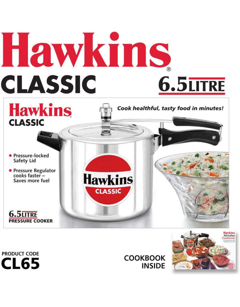 Aluminium Classic Pressure Cooker, Inner Lid Cooker, 6.5Litre
