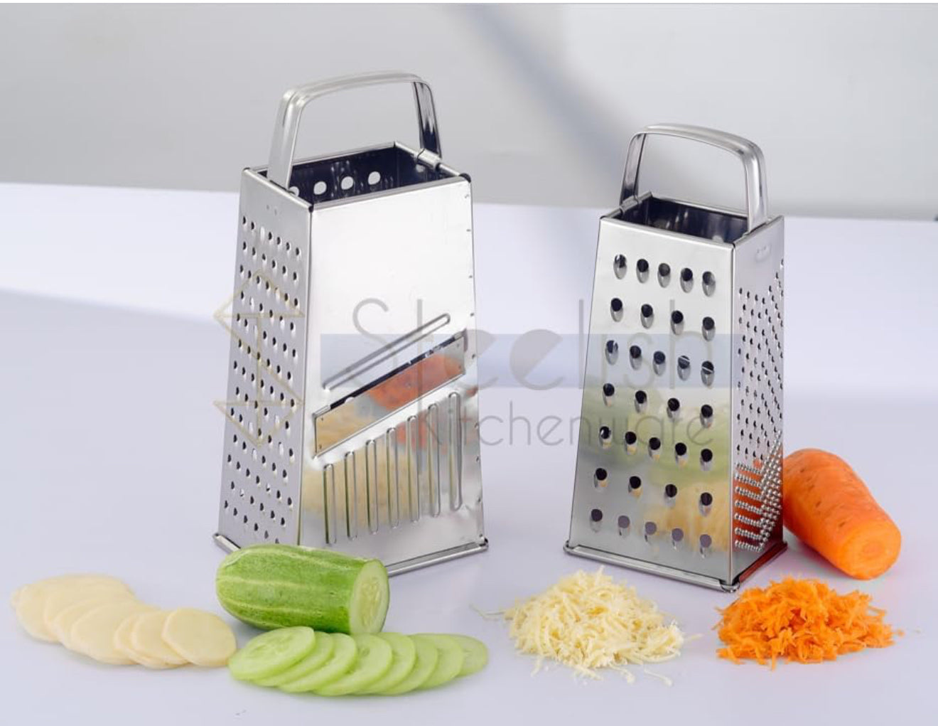 Riar Stainless Steel Mandir Bullet Grater – Modern Silver Design