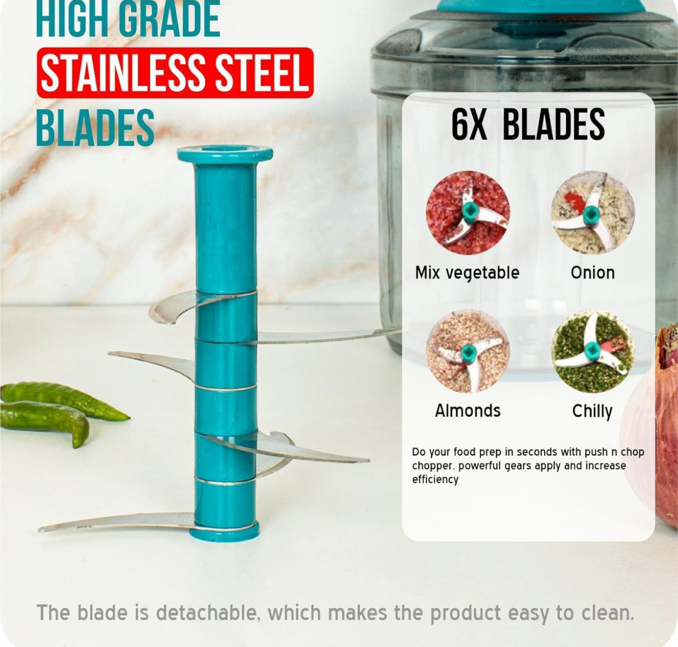 Riar Plastic Mom's Push Chopper – Multi-Color, Modern Design