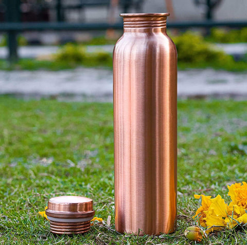 Riar Copper Bottle Pure SMOOTH OR PLAIN Touch Koppera - 900 ML