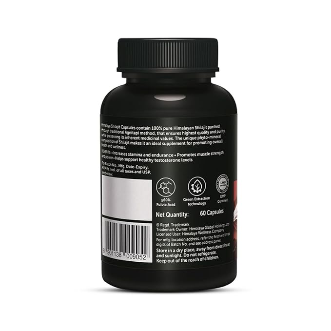 Himalaya Shilajit Capsules for Energy and Stamina, used for strength, vitality