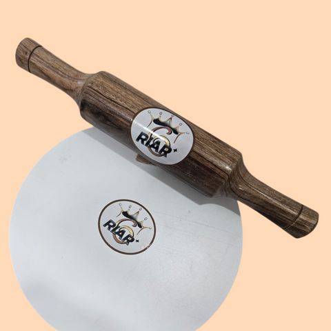 Riar Wooden Belan with Wood Polish and Revolving Base - Modern Style, 14-Inch