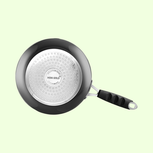 India Gold Aluminium Hard Anodised Fry Pan - 24.5 cm, Black, 24.5 cm
