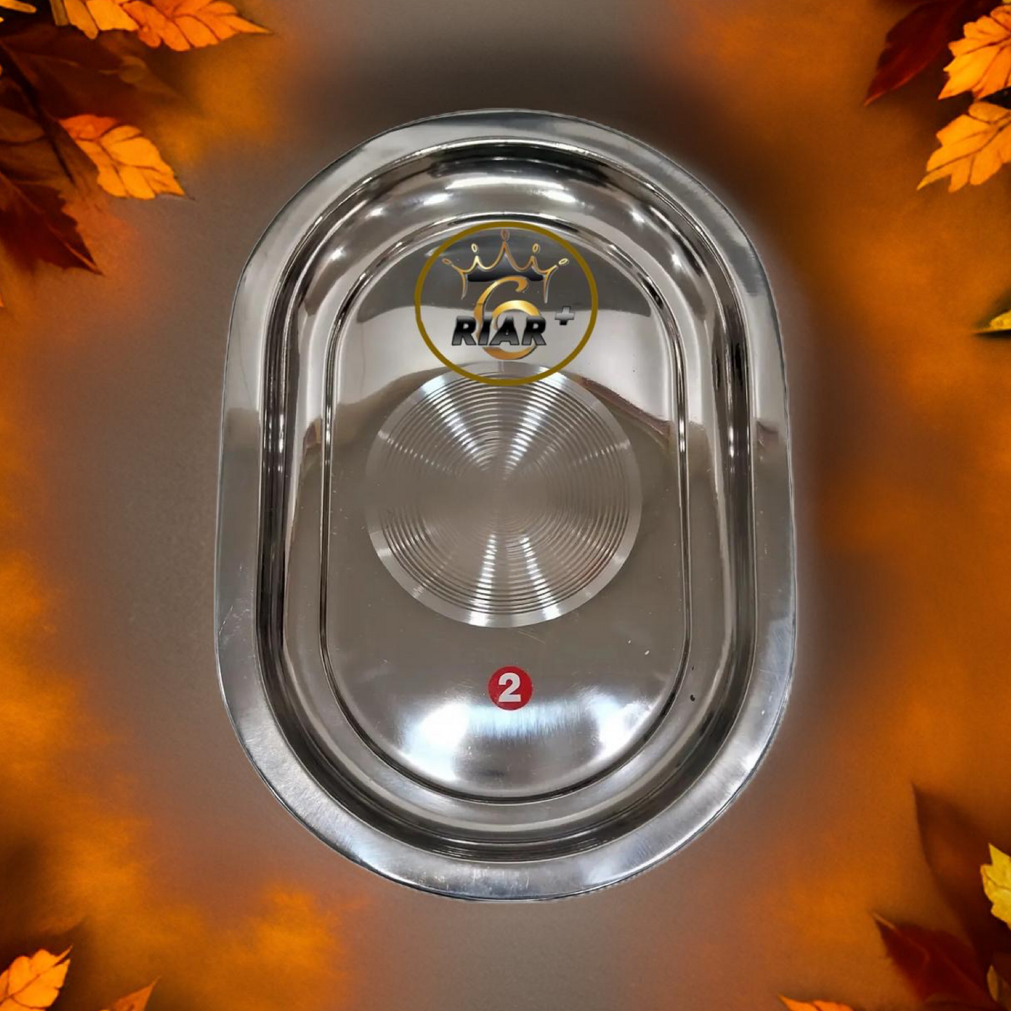 Riar Stainless Steel Silver Touch Capsule Oval Tray – Modern Style, 24 cm Length, 14 cm Width, 1.5 cm Height