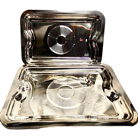RIAR Stainless Steel Silver Touch Dollar Rectangular Tray – Modern Style