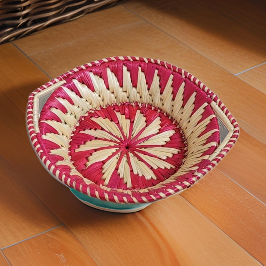 Riar Grass Moonj Basekt, Handmade, Fruit & Vegetable Basket (Multicolor)