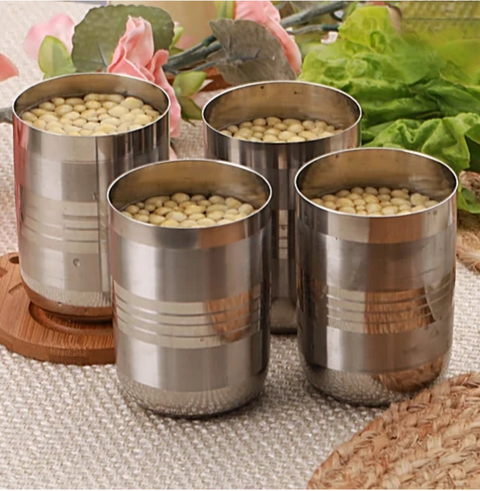 Riar Stainless Steel Royal Deepline Glass Set - 6 Pieces, 7 cm x 9.5 cm