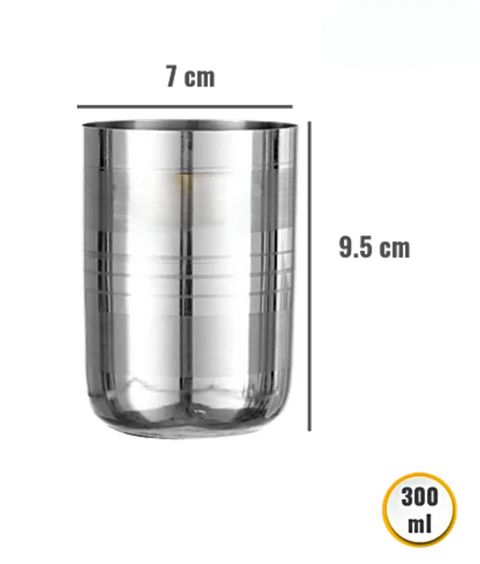 Riar Stainless Steel Royal Deepline Glass Set - 6 Pieces, 7 cm x 9.5 cm