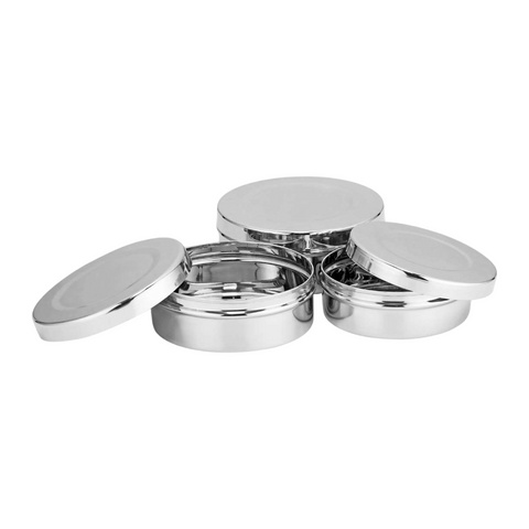 Riar Stainless Steel Modern Katordan Laser Print Storage Box – 18.2 cm, Round