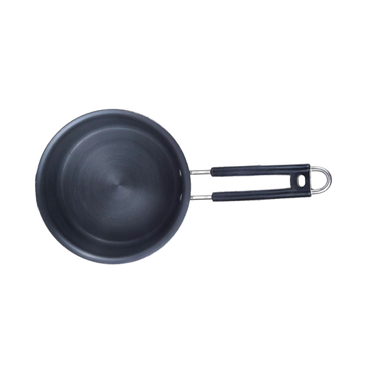 India Gold Aluminum Sauce Pan Hard Anodised - Black, Modern Round Design, 14.5 cm