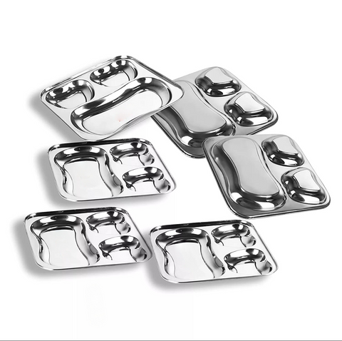 Riar Stainless Steel Dinner Apple Plate 3-in-1 Square – Big, 25 cm, Modern