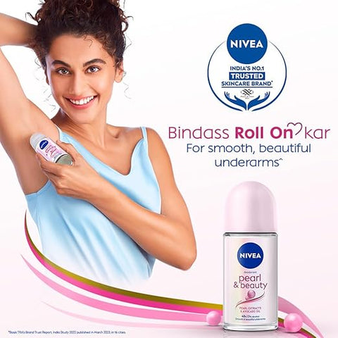 NIVEA Pearl & Beauty Roll-On – Avocado Extracts, Alcohol-Free, 50 ml