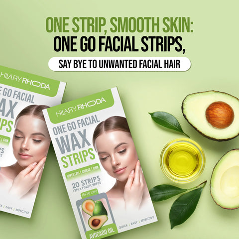 Hilary Rhoda One Go Facial Wax Strips – 20 Strips with 2 Finish Wipes