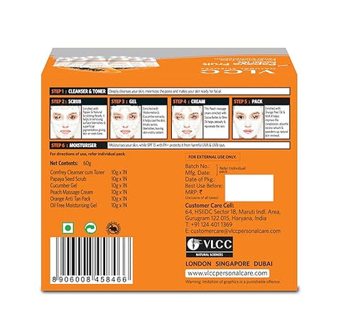 VLCC Papaya Fruit Facial Kit | With Papaya, Cucumber, Peach, and Orange Peel Extracts
