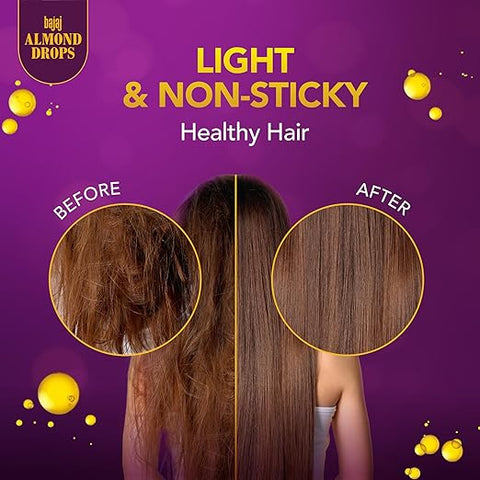 Bajaj Almond Drops Hair Oil – Vitamin E & Almond Oil, Non-Sticky, Hair Fall Control 500ml