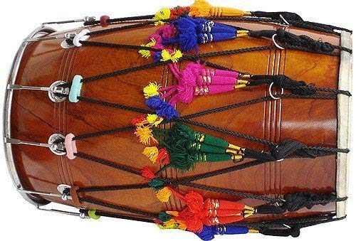 Traditional Punjabi Bhangra Dhol – Mango Wood, Natural Finish