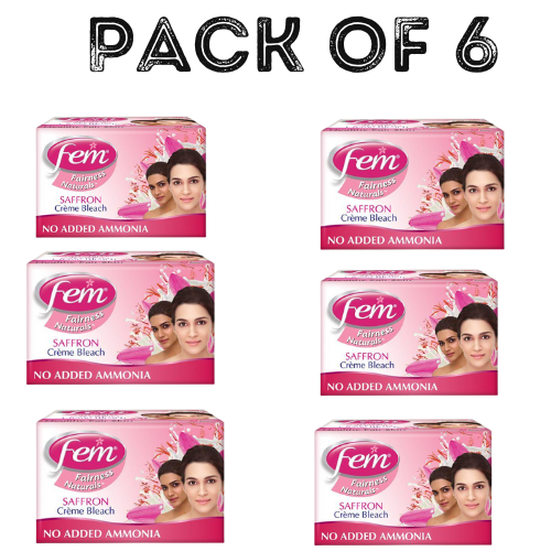 Fem Fairness Natural Saffron Crème Bleach – Skin Brightening with Saffron, Pack of 6