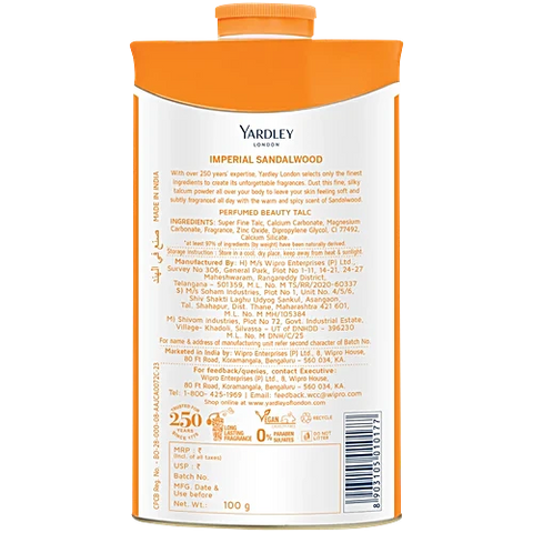 Yardley London Imperial Sandalwood Perfumed Talc 250g