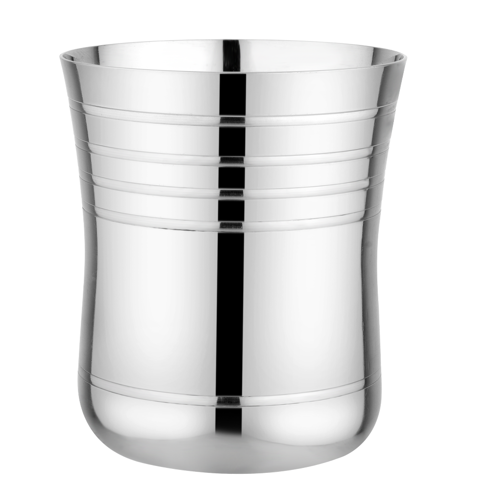 Riar Stainless Steel Damru Ringer Glass Set - 6 Pieces, 7.5 cm x 9 cm