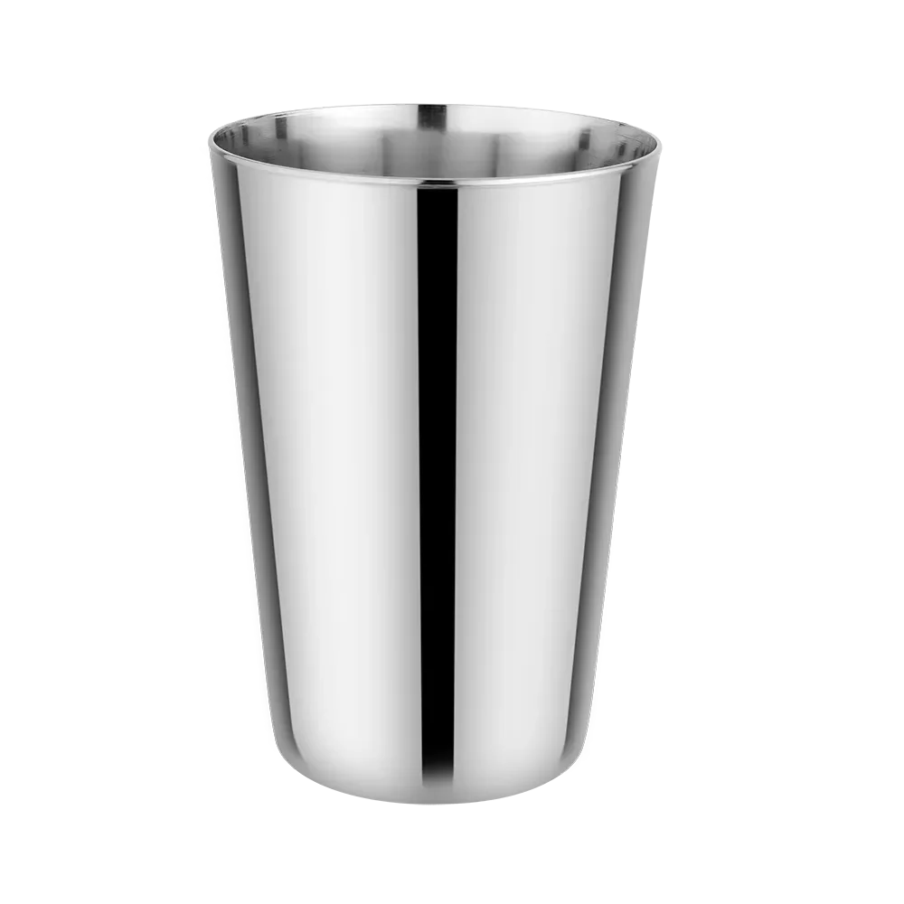 Stainless steel tumbler kitchen utensil with a reflective finish