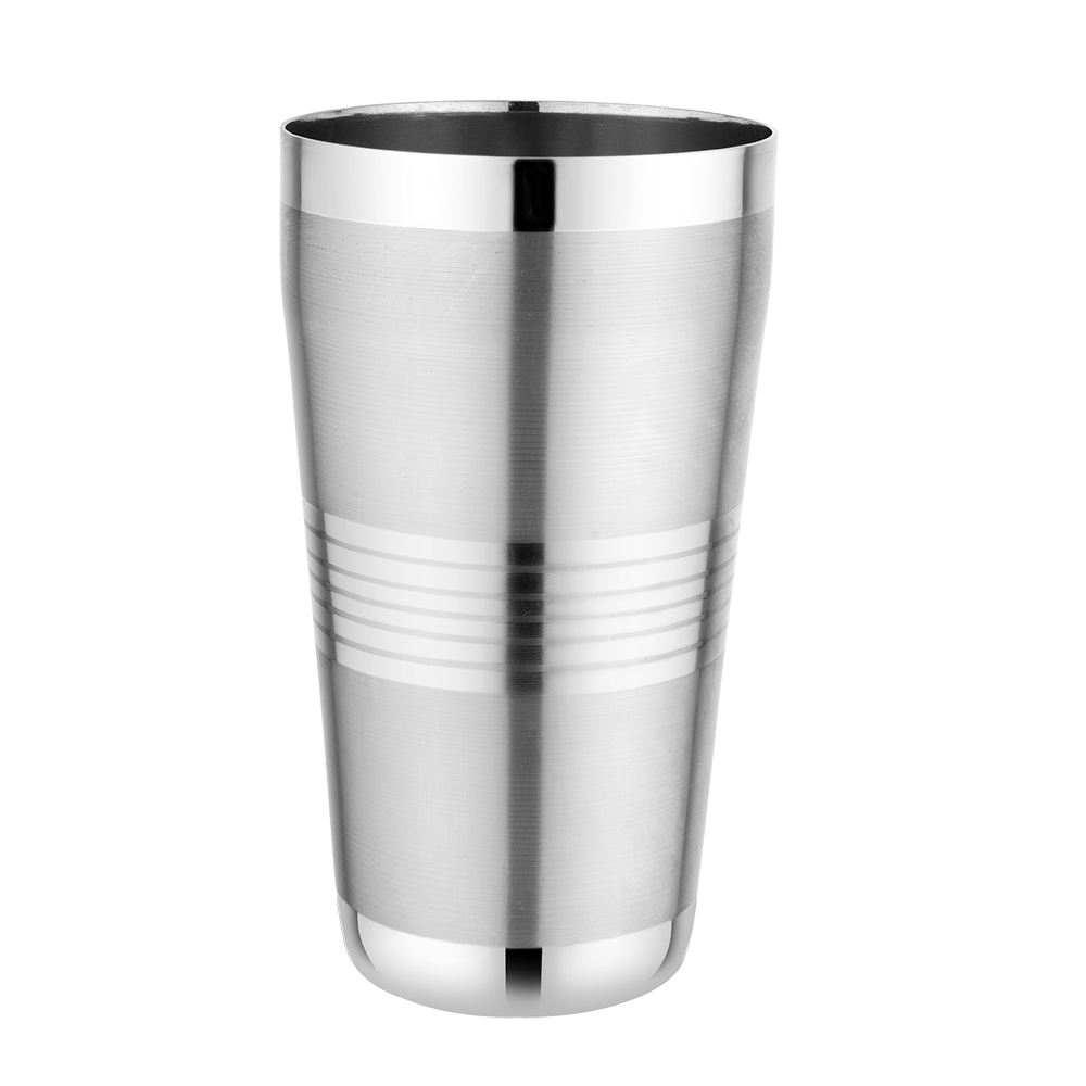 Riar Stainless Steel  Lassi, ThumsUp Deepline Stainless Steel Glass Set - 6 Pieces, 9 cm x 15.5 cm "