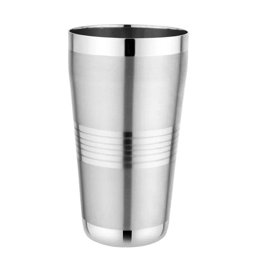 Riar Stainless Steel  Lassi, ThumsUp Deepline Stainless Steel Glass Set - 6 Pieces, 9 cm x 15.5 cm "