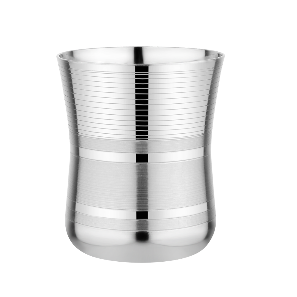 Riar  Stainless Steel Baby Damru Plain Glass Set - 6 Pieces, 6.5 cm x 8 cm