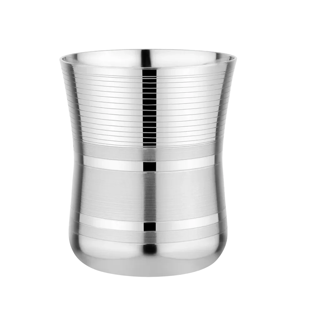 Riar  Stainless Steel Baby Damru Plain Glass Set - 6 Pieces, 6.5 cm x 8 cm