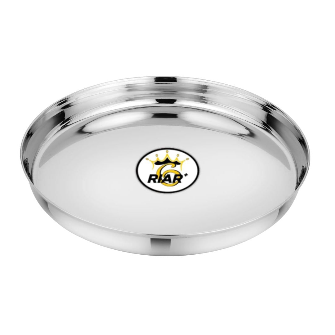 Riar Stainles Steel Khomcha Chapti BDN Plain Dinner Plate - 26 cm, Silver Finish