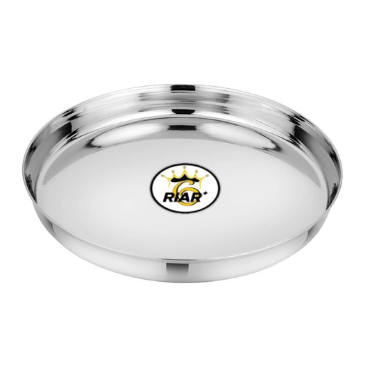 Riar Stainles Steel Khomcha Chapti BDN Plain Dinner Plate - 26 cm, Silver Finish