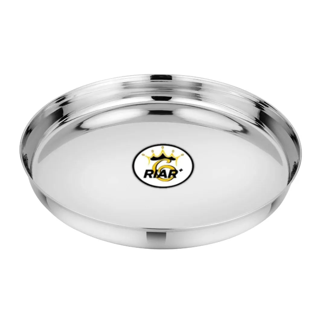 Riar Stainles Steel Khomcha Chapti BDN Plain Dinner Plate - 26 cm, Silver Finish